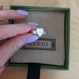 100% Authentic: Gucci Sterling Silver Engraved Heart Ring (Size 7)